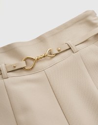 High Waisted Pleated Belted Wide Pants