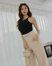 High Waisted Pleated Belted Wide Pants