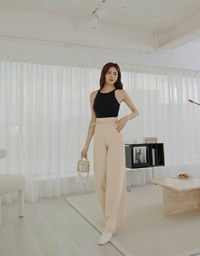 High Waisted Pleated Belted Wide Pants