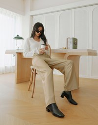 High Waisted Pleated Belted Wide Pants