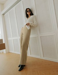 High Waisted Pleated Belted Wide Pants