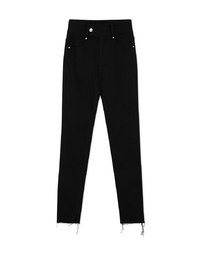 Side Button High Waisted Slim Fit Denim Jeans Pants