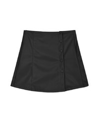 360° High Waisted Buttoned Faux Leather Skorts