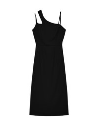 Gold Chain Asymmetric Shoulder Straps Maxi Dress