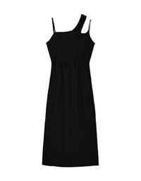 Gold Chain Asymmetric Shoulder Straps Maxi Dress