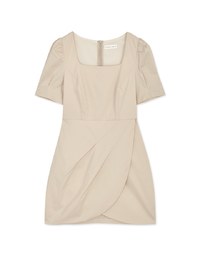Square Neck Pleated Mini Dress