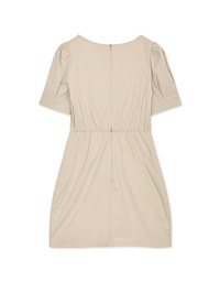 Square Neck Pleated Mini Dress