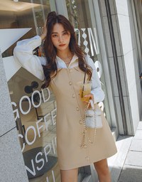 Thin Strap Button Down Mini Dress
