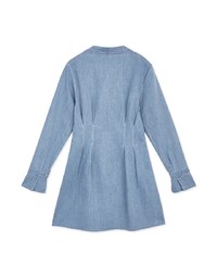 Buttoned Pleated Denim Jeans Shirt Dress