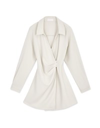 Elegant Side Button Shirt Mini Dress
