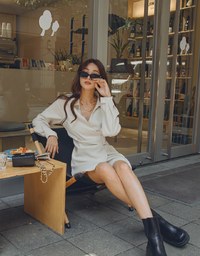 Elegant Side Button Shirt Mini Dress