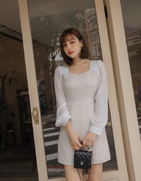 Classy Tweed Splice Mini Dress
