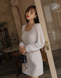 Classy Tweed Splice Mini Dress