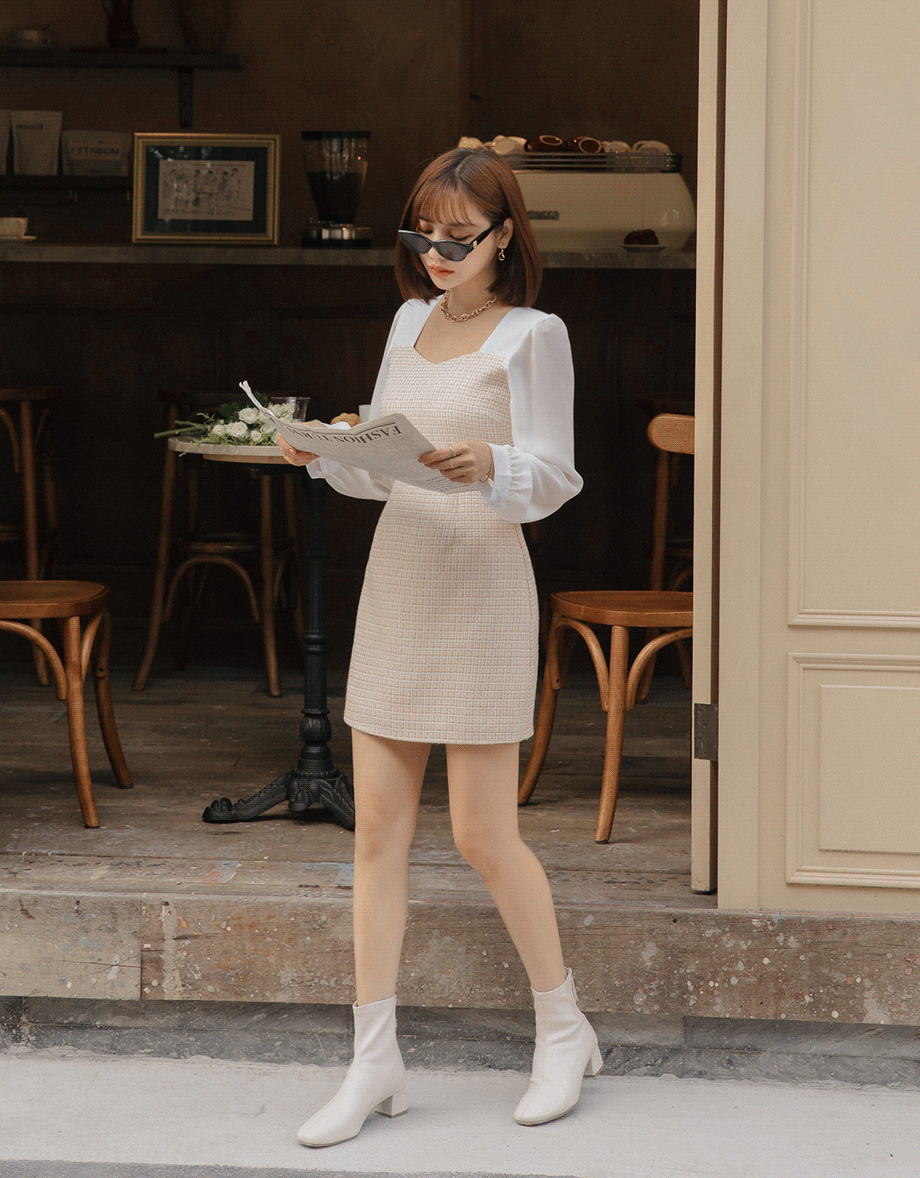 Classy Tweed Splice Mini Dress
