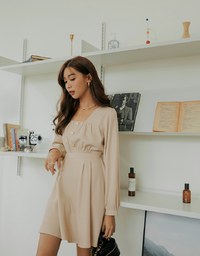 Square Neck Buttoned Mini Flare Dress