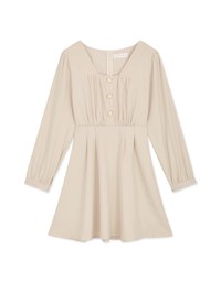 Square Neck Buttoned Mini Flare Dress