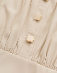 Square Neck Buttoned Mini Flare Dress