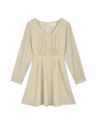 Square Neck Buttoned Mini Flare Dress