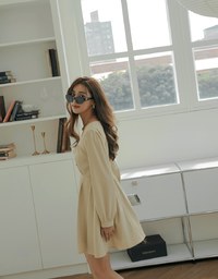 Square Neck Buttoned Mini Flare Dress