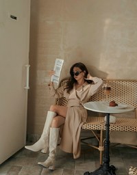 Modern Buttoned Trench Coat Belted Dress