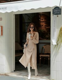 Modern Buttoned Trench Coat Belted Dress