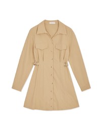 Button Down Pleated Shirt Mini Dress