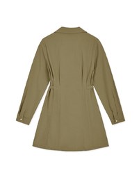 Button Down Pleated Shirt Mini Dress