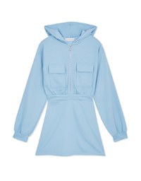 Preppy Zip Loose Hoodie Mini Dress