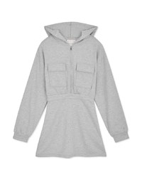 Preppy Zip Loose Hoodie Mini Dress