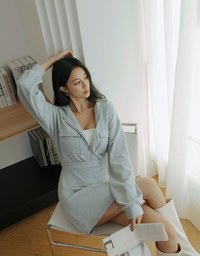 Preppy Zip Loose Hoodie Mini Dress