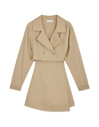 Trench Coat Fake Two Piece Hollow Mini Dress