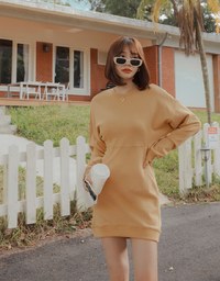 Plain Round Neck Loose Mini Dress