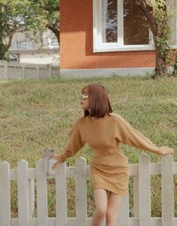 Plain Round Neck Loose Mini Dress