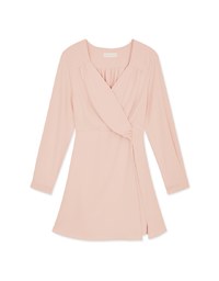 V Neck Overlap Flare Mini Dress
