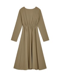 V Neck Overlap Buttoned Maxi Flare Dress