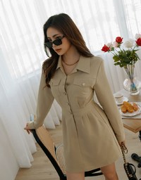Edgy Chic Lapel Pleated Mini Dress