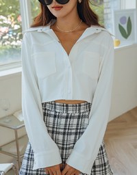 British Cropped Button-Down Blazer Jacket