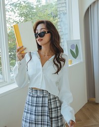 British Cropped Button-Down Blazer Jacket