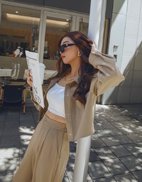 British Cropped Button-Down Blazer Jacket