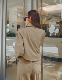 British Cropped Button-Down Blazer Jacket