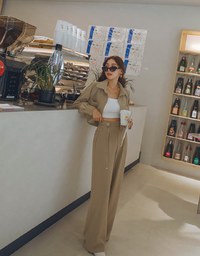 British Cropped Button-Down Blazer Jacket