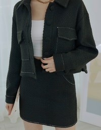 Classic Tweed Buttoned Blazer Jacket
