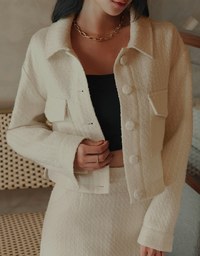 Classic Tweed Buttoned Blazer Jacket