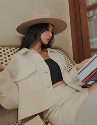 Classic Tweed Buttoned Blazer Jacket