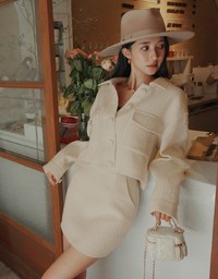 Classic Tweed Buttoned Blazer Jacket