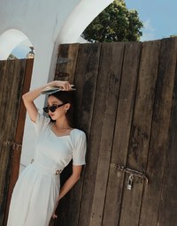 Retro Pleated Puff Sleeve Wide Leg Jumpsuit