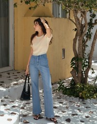 Minimalist Gingham Knit Top