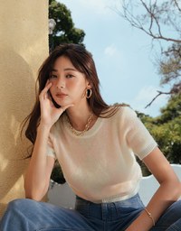Minimalist Gingham Knit Top