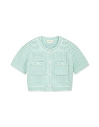 Tweed Style Buttoned Knit Crop Top