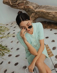Tweed Style Knit Mini Skirt